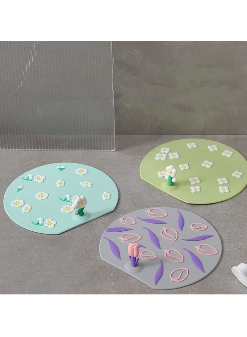 شو وو Anti Odor Mat Silicone Bathtub Stopper, Tub Stopper Floor Drain Anti-Odor Mat, for Kitchen Bathroom Laundry Shower Floor, 3 Pieces - Image 4