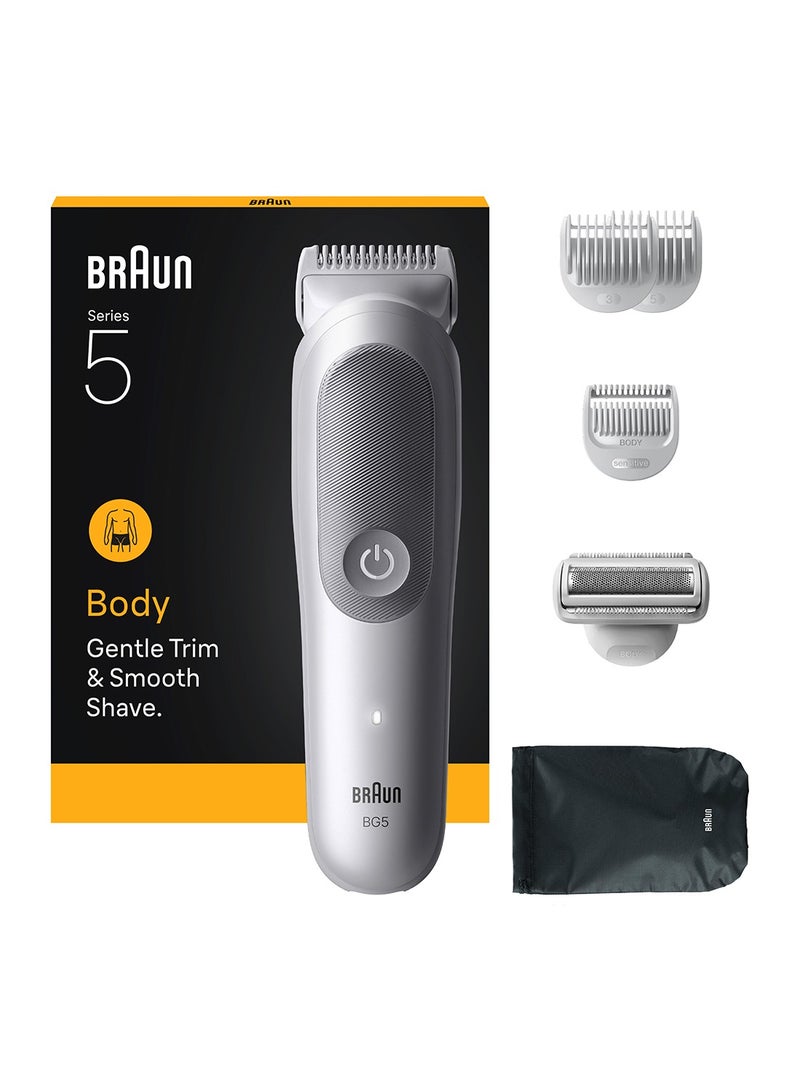 BRAUN Body Groomer Series 5, +6 Grooming Tools, Trim & Shave Hair, BG5550 Light Grey - Image 1