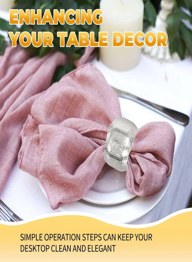 REWOMC 100 Pcs Silver Napkin Rings - Metal Napkin Holder Rings for Dinning Table, Round Serviette Holders for Weddings, Kitchen, Party, Everyday Use, Metallic Adornment for Table Setting - Image 5