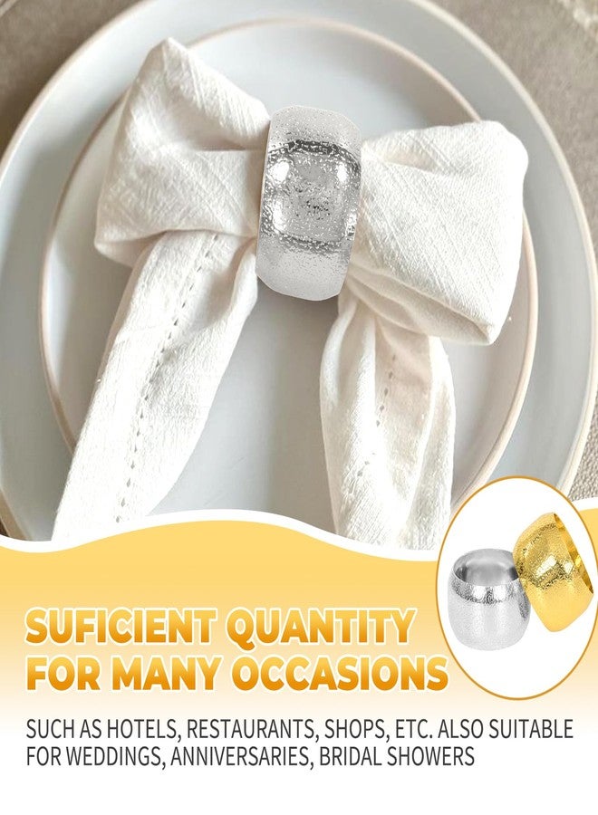 REWOMC 100 Pcs Silver Napkin Rings - Metal Napkin Holder Rings for Dinning Table, Round Serviette Holders for Weddings, Kitchen, Party, Everyday Use, Metallic Adornment for Table Setting - Image 4