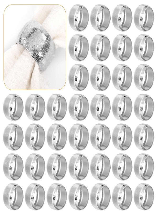 REWOMC 100 Pcs Silver Napkin Rings - Metal Napkin Holder Rings for Dinning Table, Round Serviette Holders for Weddings, Kitchen, Party, Everyday Use, Metallic Adornment for Table Setting - Image 1