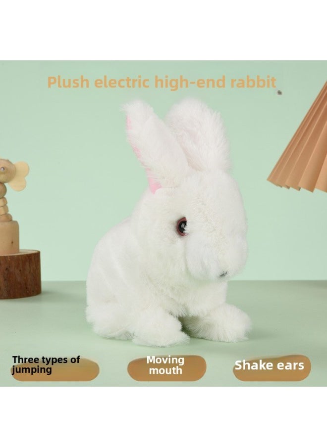 Plush Electric Action Rabbit Simulation Pet Will Walk, Call, Move Mouth, Shake Ears Long-haired Rabbit Pet Toy-Color:Simulation Of High-end Action Rabbit  - Image 1