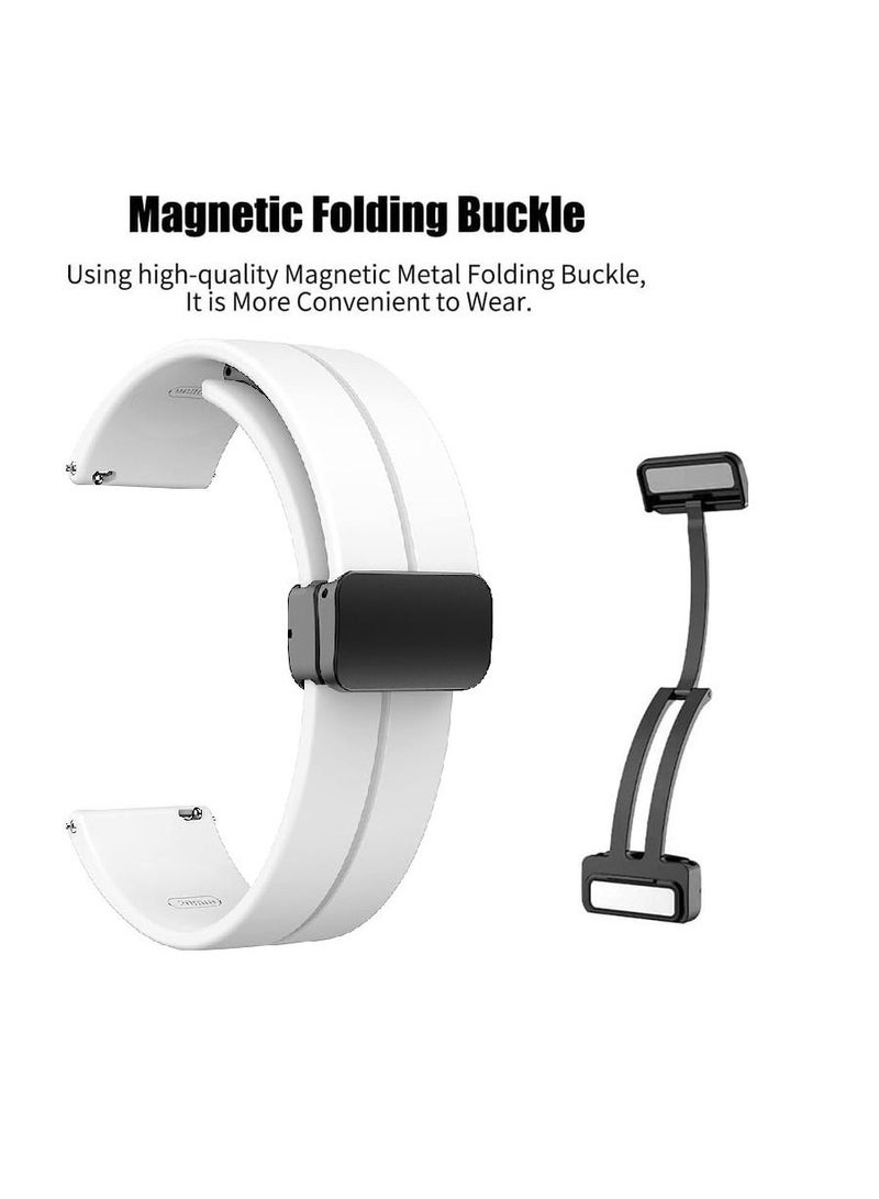 حزام من السيليكون مقاس 22 مم مع إبزيم قابل للطي مغناطيسي لساعة هواوى واتش 3 مقاس 46 مم / واتش 3 برو 48 مم 2022 - أبيض - Image 2