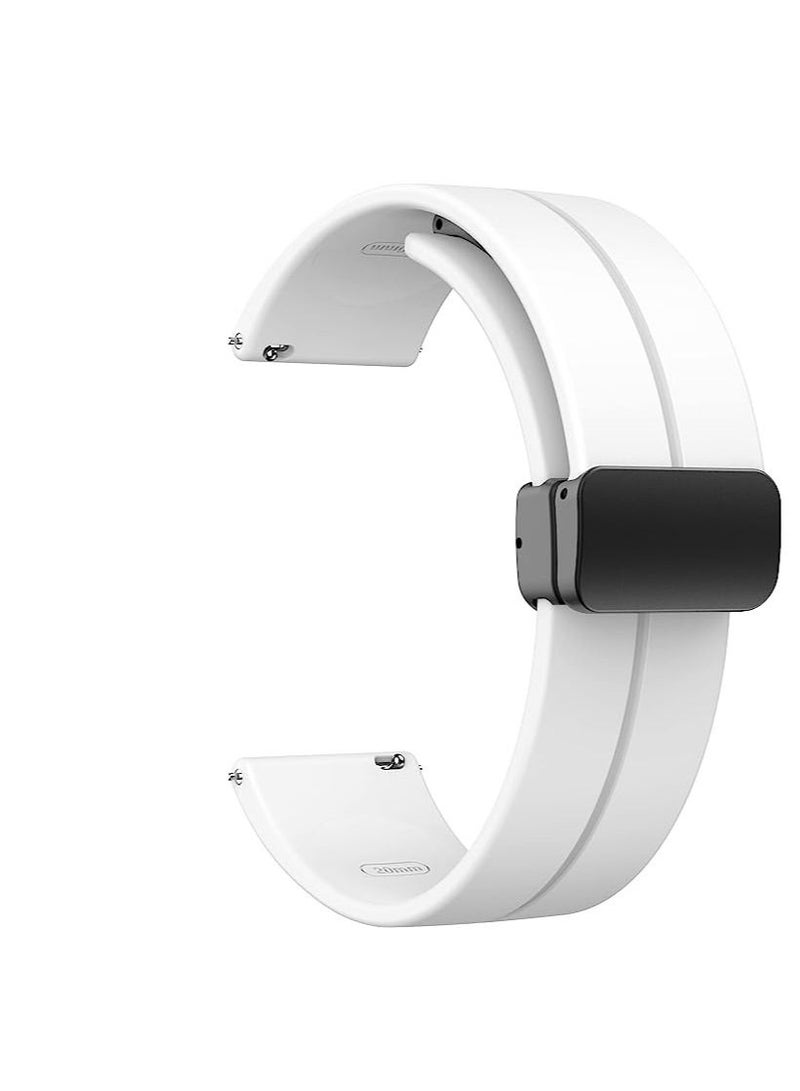 حزام من السيليكون مقاس 22 مم مع إبزيم قابل للطي مغناطيسي لساعة هواوى واتش 3 مقاس 46 مم / واتش 3 برو 48 مم 2022 - أبيض - Image 1