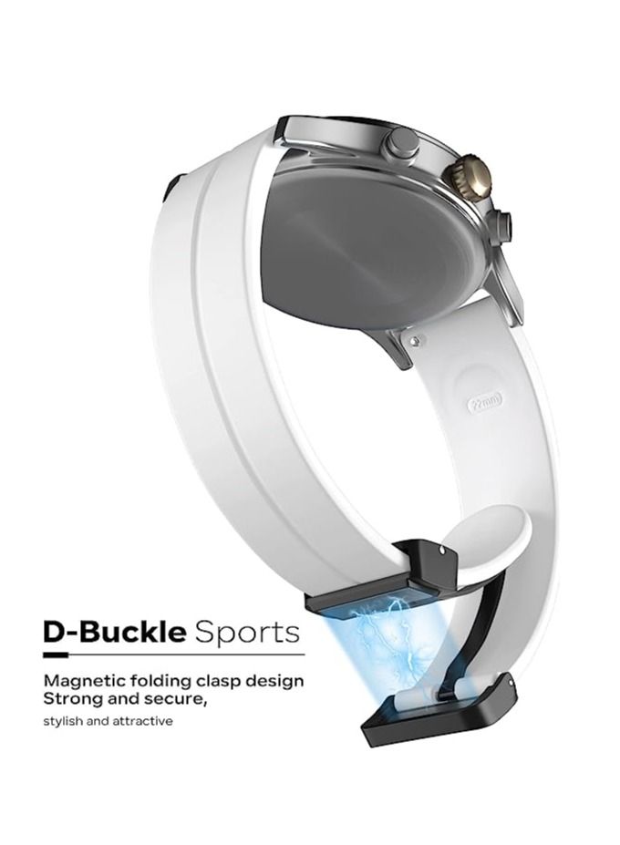 حزام من السيليكون مقاس 22 مم مع إبزيم قابل للطي مغناطيسي لساعة هواوى واتش 3 مقاس 46 مم / واتش 3 برو 48 مم 2022 - أبيض - Image 3