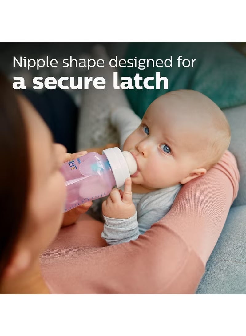 Philips Anti Colic Baby Bottles with AirFree Vent, 260 ml, Pack of 4, Pink, 1m+ - Image 3