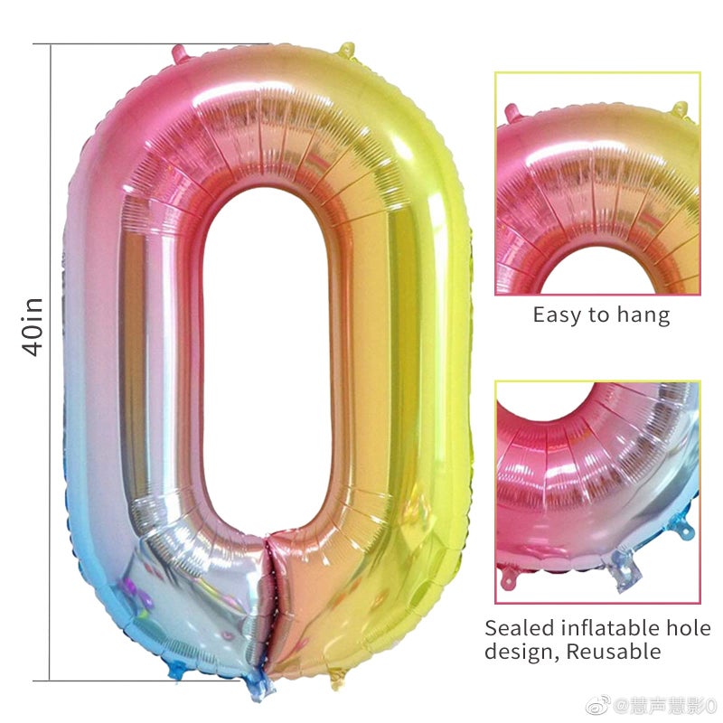 Smlpuame 40 Inch Number Balloons 0-9 Rainbow Gradient Large Number 10 Balloons, Digital Balloons for Birthday Party Celebration Decorations, Helium Foil Number Balloons for Wedding Anniversary - Image 3