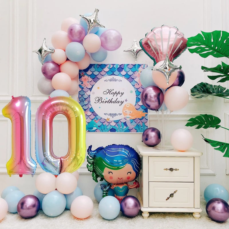 Smlpuame 40 Inch Number Balloons 0-9 Rainbow Gradient Large Number 10 Balloons, Digital Balloons for Birthday Party Celebration Decorations, Helium Foil Number Balloons for Wedding Anniversary - Image 2