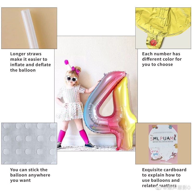 Smlpuame 40 Inch Number Balloons 0-9 Rainbow Gradient Large Number 10 Balloons, Digital Balloons for Birthday Party Celebration Decorations, Helium Foil Number Balloons for Wedding Anniversary - Image 5