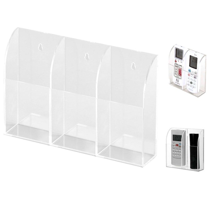 Discoball Acrylic Wall Mounted Remote Control Holder - TV & Air Condition Remote Organizer Storage Box (3 Compartments) - Image 1