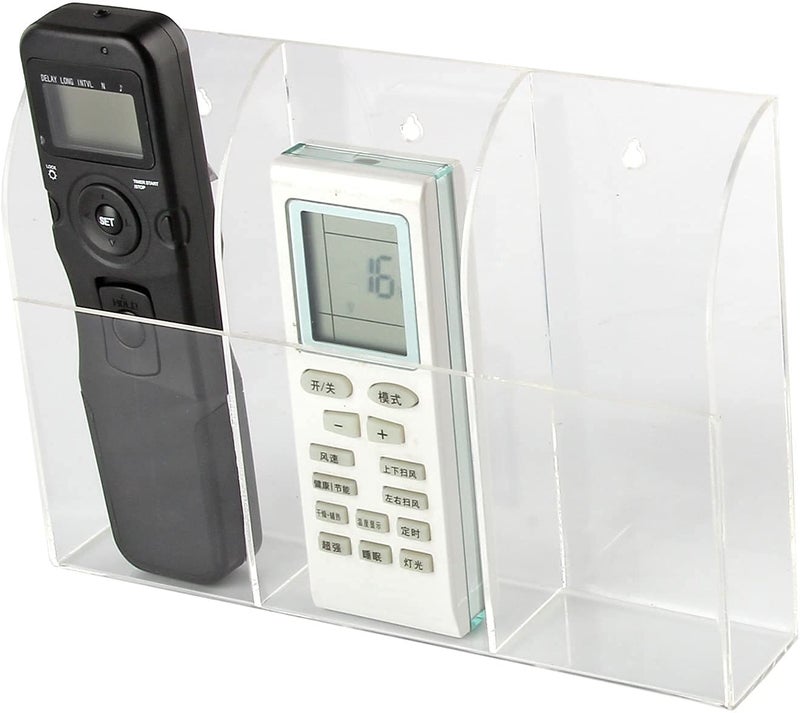 Discoball Acrylic Wall Mounted Remote Control Holder - TV & Air Condition Remote Organizer Storage Box (3 Compartments) - Image 4