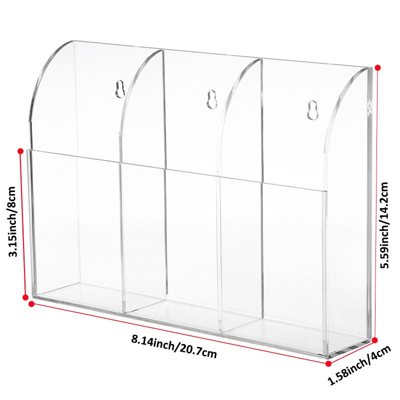 Discoball Acrylic Wall Mounted Remote Control Holder - TV & Air Condition Remote Organizer Storage Box (3 Compartments) - Image 2