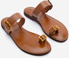 MARJIN Women's Leather Flip Flop Strap Buckled Casual Slippers Parve  - Image 3