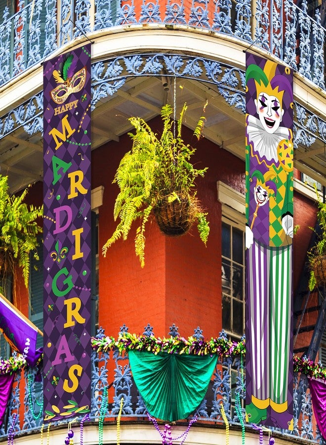 Sophena Mardi Gras Door Banner Porch Signs Decoration New Orleans Front Door Wreath Welcome Banner Hanging Decoration Yard Sign for Indoor/Outdoor Carnival - Image 2