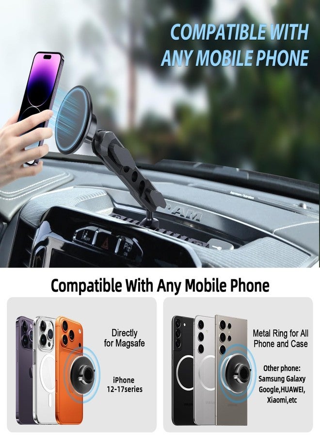 ZKJAYOE Dash Phone Mount Compatible with 2019+ RAM Truck 1500/2500/3500 & TRX Accessories (NOT fit RAM Classic Vehicle), Magsafe Phone Holder Widely Adjustable for iPhone 12-17 Series - Image 3