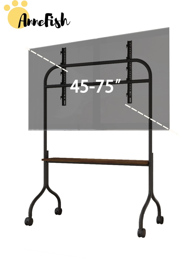 AnneFish Mobile TV Cart Easel Rolling TV Stand for up to 75 Inch LCD LED OLED Flat Panel Screen Multifunction Portable Floor TV Stand with Locking Wheels For Office Home - Image 1