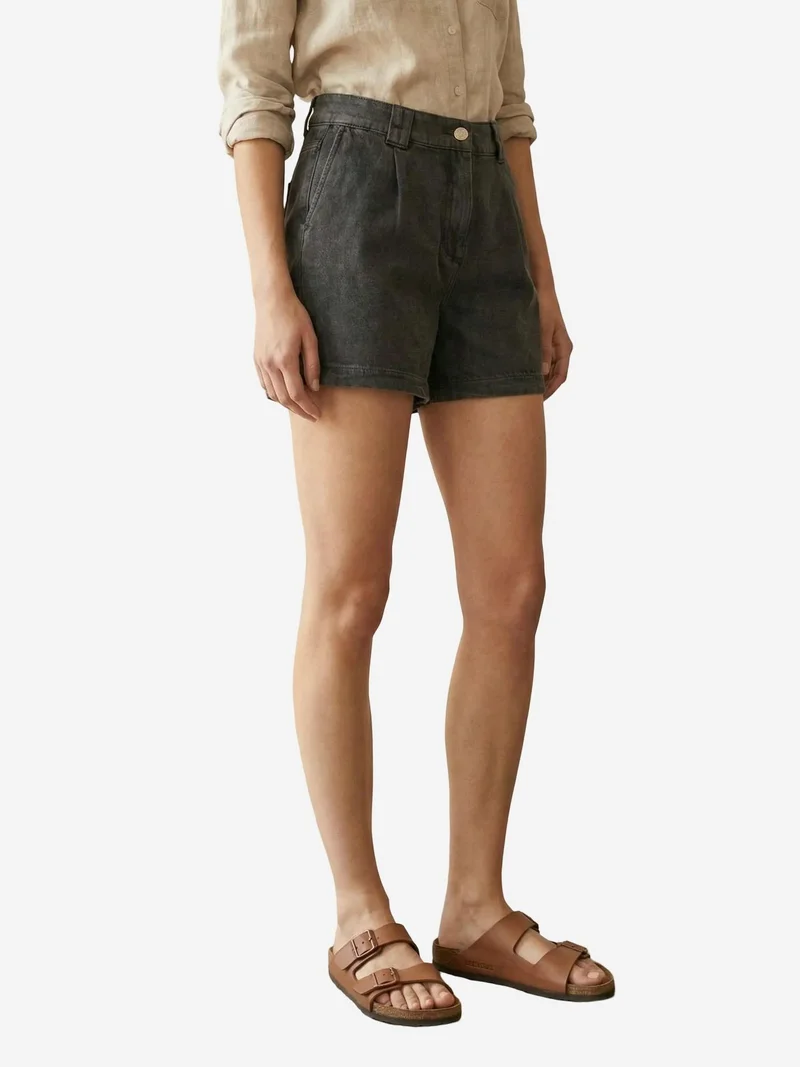 My Fashion Black MY FASHION High Waist Wide Leg Tailored Shorts for Women | Best Price UAE