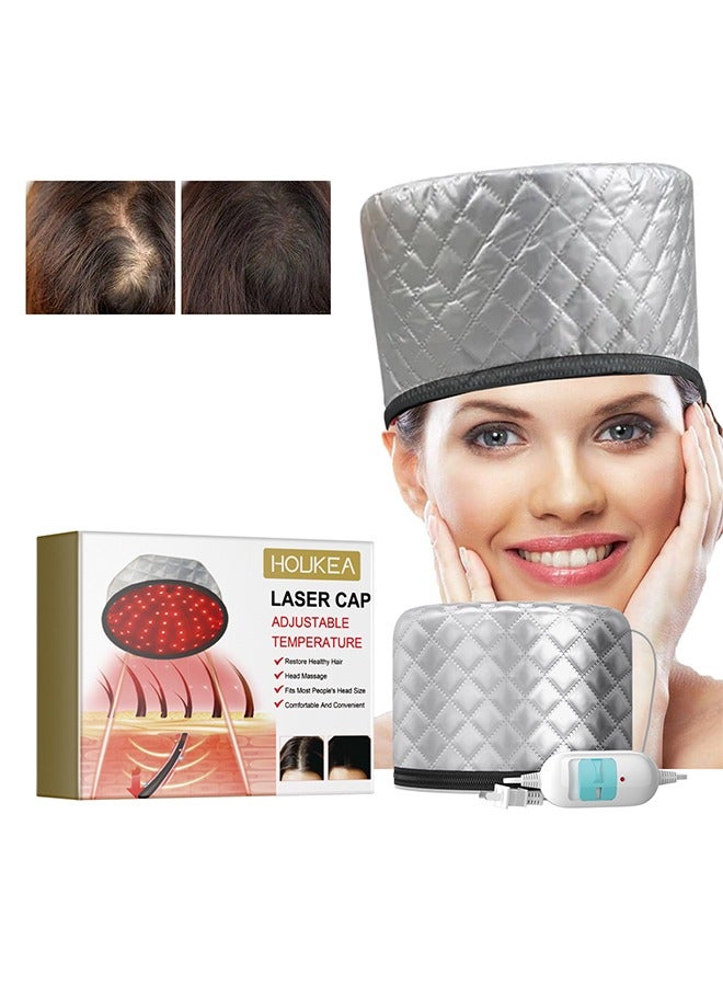 Laser Cap Adjustable Temperature, Deep Conditioning Hair Care with Temperature Control, Natural Dry Curly Oil Hair Electric Thermal Cap for Women Girls Hair Salon Home Use - Image 1