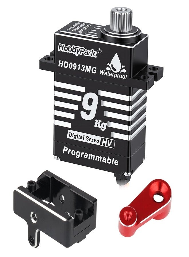 HobbyPark Waterproof for TRX4M Servo with Servo Mount Bracket and Aluminum Servo Horn Arm Set 9kg High Torque Metal Gear Digital Servo Motor Steering Servo fit 1/18 TRX-4M Crawler Car Upgrades Parts - Image 1