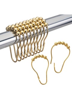 Y&D Shower Curtain Rings, Set of 12, Rust-Resistant Metal Shower Hooks Ring Shower Rings for Curtain Rolling Shower Curtain Hooks for Bathroom Shower Rod Shower Curtain Hangers  - Image 1