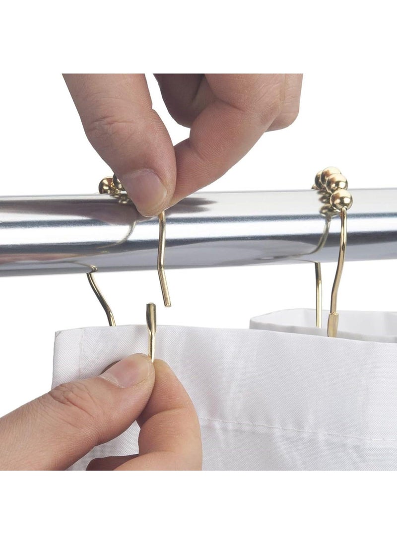 Y&D Shower Curtain Rings, Set of 12, Rust-Resistant Metal Shower Hooks Ring Shower Rings for Curtain Rolling Shower Curtain Hooks for Bathroom Shower Rod Shower Curtain Hangers  - Image 4