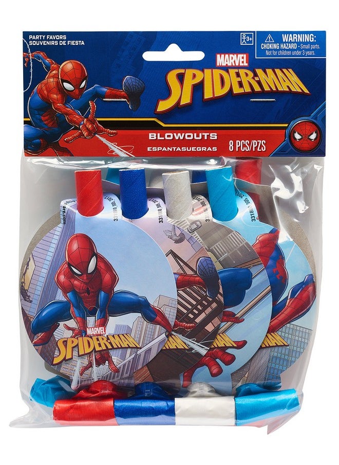 American Greetings - Spiderman Webbed Wonder Blowouts 5" (Pack Of 8) ; Premium Quality Materials ; Perfect For Themed Celebrations - Image 1