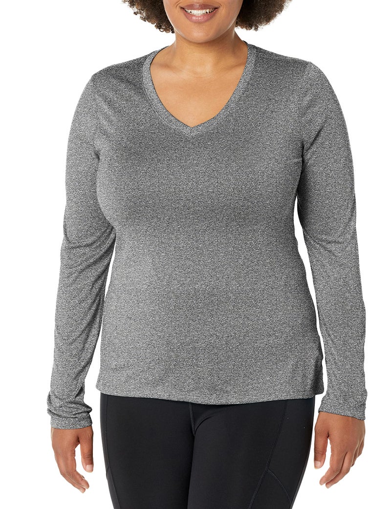 Hanes womens O9309 athletic shirts, Black Heather, Small US - Image 1