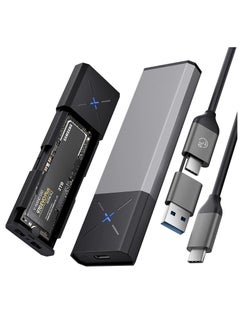 SYOSI M.2 [NVMe & SATA] SSD Enclosure Adapter[Tool Free][Aluminum], NVMe to USB 3.2 Gen 2 10Gbps, M.2 to USB C&A Supports M-Key/B+M Key Solid State Drive Enclosure with UASP Trim for 2230/2242/2260/2280 SSD  - Image 1
