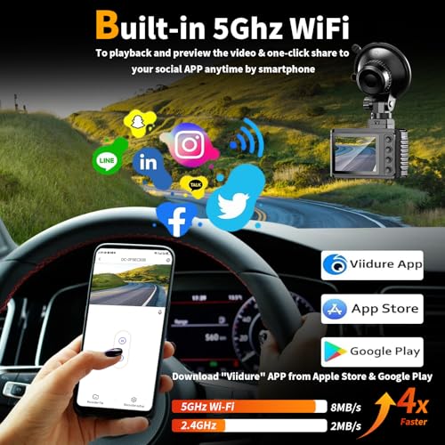 WANLIPO Dash Cam Front and Rear: 4K Dual Channel Dash Cam - 5GHz WiFi, Dash Camera for Cars with 64GB Card, 2" IPS, App Control, G-Sensor, Loop Recording, 170° Wide Angle, Night Vision, 24H Parking Mode - Image 4