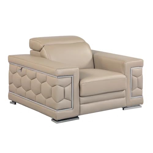 INLENDISH Henthorn Leatherette 1 Seater Comfortable and Luxury Beige Arm Chair for Living Room - Image 3