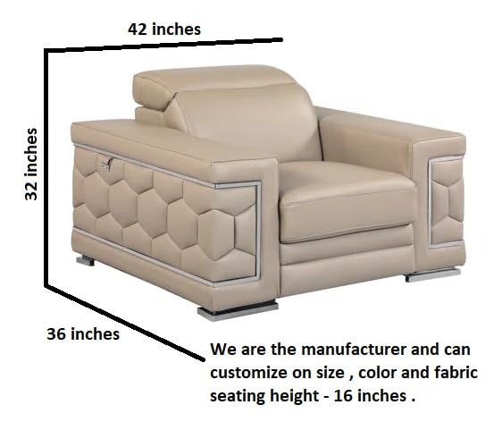 INLENDISH Henthorn Leatherette 1 Seater Comfortable and Luxury Beige Arm Chair for Living Room - Image 2