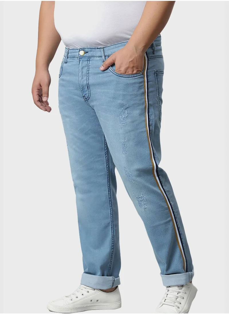 Instafab Plus Jeans with Side Stripes