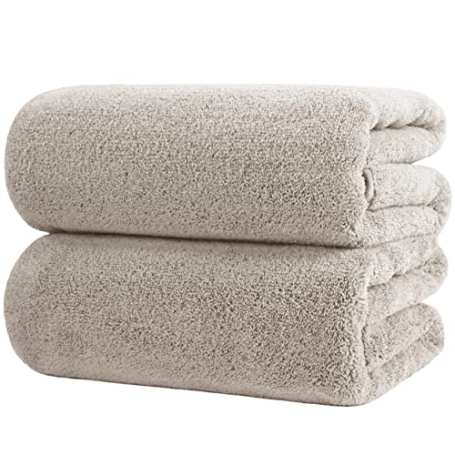 POLYTE Quick Dry Lint Free Microfiber Bath Sheet, 35 x 70 in, Pack of 2 (Beige) - Image 1