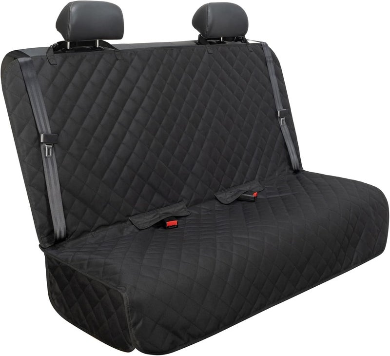Quilted Car Rear Bench Seat Cover, Black, Waterproof Protection, Universal Fit, Pet and Passenger Friendly - Image 1
