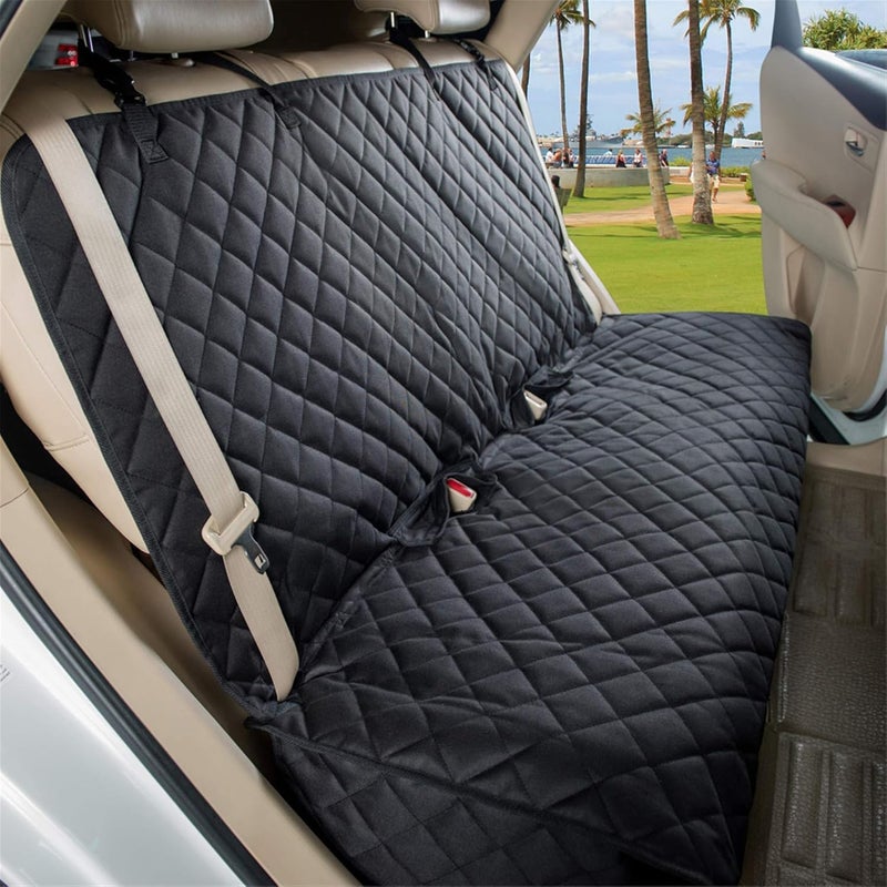 Quilted Car Rear Bench Seat Cover, Black, Waterproof Protection, Universal Fit, Pet and Passenger Friendly - Image 2