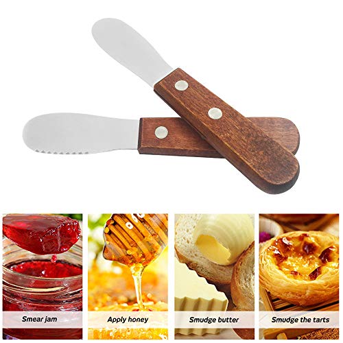 DaKuan 8 Pack Stainless Steel Straight Edge Wide Butter Spreader with Wood Handle, Sandwich Cream Cheese Condiment Knives 5 Inch - Image 4
