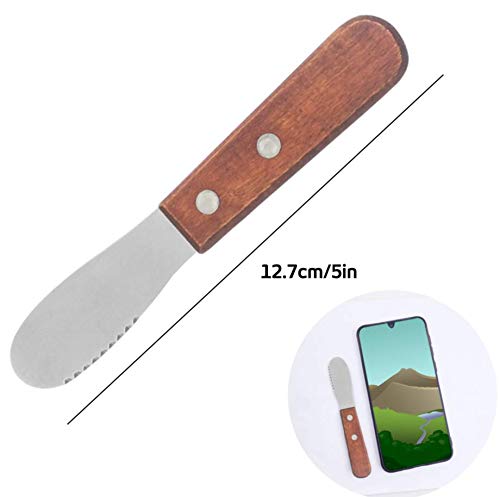 DaKuan 8 Pack Stainless Steel Straight Edge Wide Butter Spreader with Wood Handle, Sandwich Cream Cheese Condiment Knives 5 Inch - Image 2