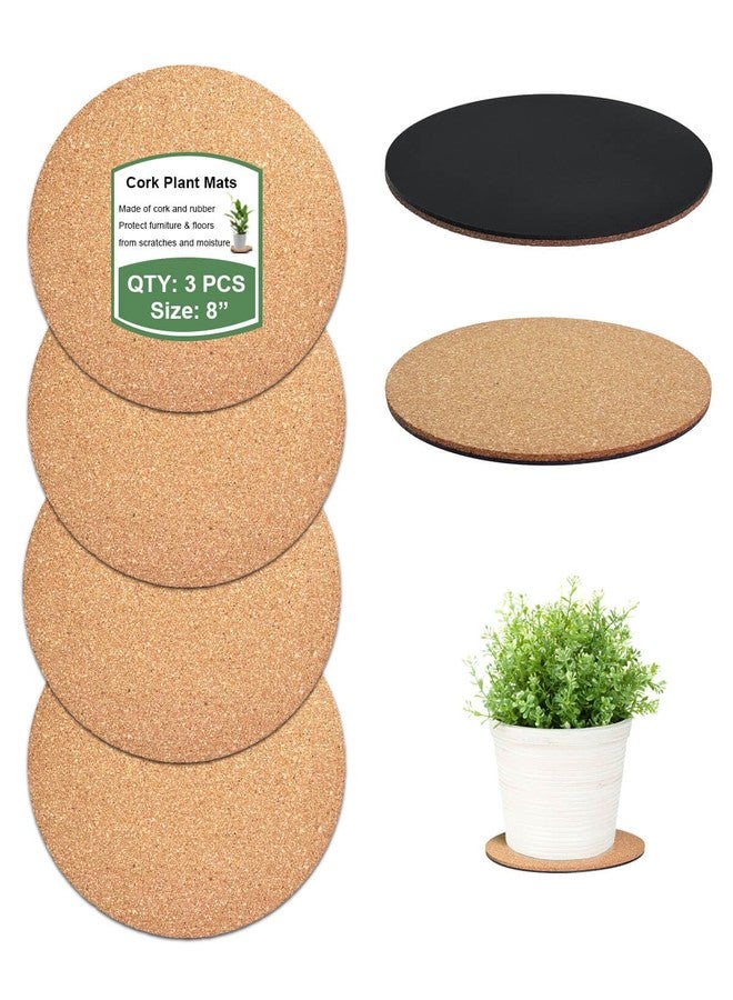 vensovo Cork Plant Coasters & Saucers 8 Inch- Absorbent Round Mats for Indoor Flower Pots, Planters, Houseplants, Surface Protector for Table & Floor, 3 Pack - Image 1