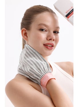 LET'SCRUB Premium Bath Glove Ecru Zebra Model Peeling Glove 100% Flush Silk For Normal Skin 1 Piece  - Image 2