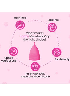 i-activ 100% Medical Grade Silicone Menstrual Cup For Women with Free Sterilizer Case Medium  - Image 2