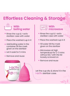 i-activ 100% Medical Grade Silicone Menstrual Cup For Women with Free Sterilizer Case Medium  - Image 4