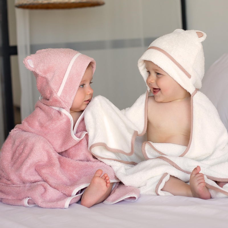 Warm Cuddles منشفة استحمام بيبي دافئة - مصنوعة من الرايون من الخيزران - منشفة بيبي حديثي الولادة مع غطاء - منشفة كبيرة مع غطاء لحديثي الولادة (وردي) - Image 5
