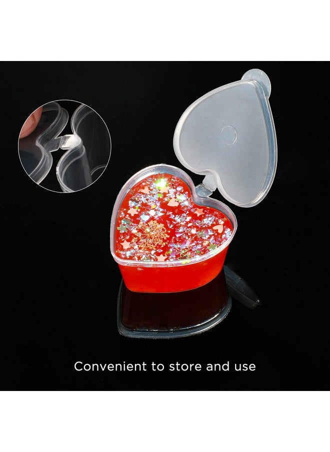 ICYANG ICYANG 50 Sets 1.5 Ounce Plastic Jello Shot Cups Portion Cups Souffle Condiment Sampling Cup with Lid, Clear, Heart Shaped, Reusable for Valentine's Christmas Thanksgiving (Clear)  - Image 5