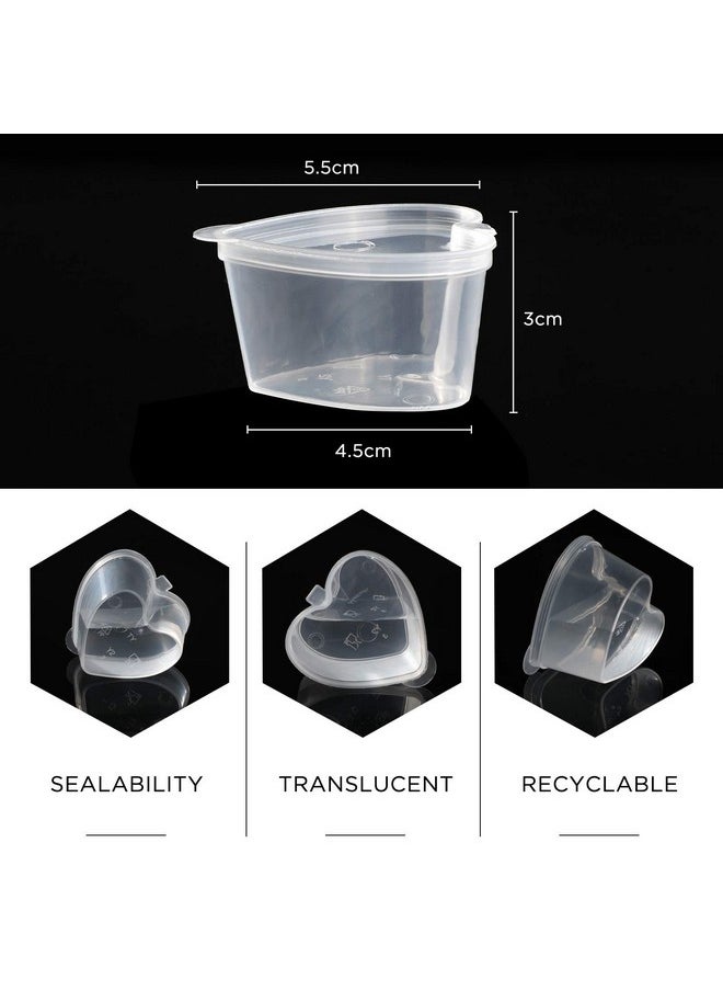 ICYANG ICYANG 50 Sets 1.5 Ounce Plastic Jello Shot Cups Portion Cups Souffle Condiment Sampling Cup with Lid, Clear, Heart Shaped, Reusable for Valentine's Christmas Thanksgiving (Clear)  - Image 3