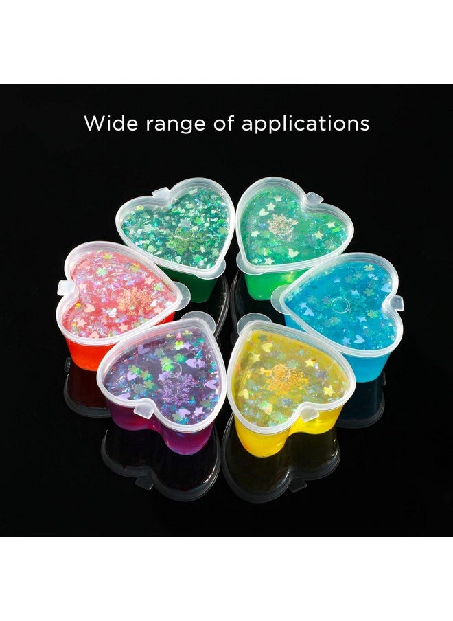 ICYANG ICYANG 50 Sets 1.5 Ounce Plastic Jello Shot Cups Portion Cups Souffle Condiment Sampling Cup with Lid, Clear, Heart Shaped, Reusable for Valentine's Christmas Thanksgiving (Clear)  - Image 4