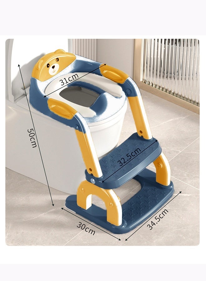 آيسيورا كراسي حمام اطفال مرحاض صغير مقعد تدريب على المرحاض، مقعد تدريب على المرحاض للأطفال مع مقعد للخطوات، كرسي نونية محمول قابل للطي مع مقبض حماية سلم ارتفاع قابل للتعديل، وسادة ناعمة باللون الأبيض للأطفال الصغار الأولاد والبنات - Image 2
