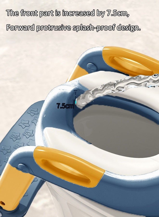 آيسيورا كراسي حمام اطفال مرحاض صغير مقعد تدريب على المرحاض، مقعد تدريب على المرحاض للأطفال مع مقعد للخطوات، كرسي نونية محمول قابل للطي مع مقبض حماية سلم ارتفاع قابل للتعديل، وسادة ناعمة باللون الأبيض للأطفال الصغار الأولاد والبنات - Image 5