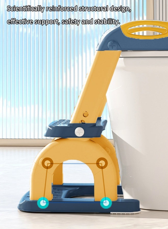 آيسيورا كراسي حمام اطفال مرحاض صغير مقعد تدريب على المرحاض، مقعد تدريب على المرحاض للأطفال مع مقعد للخطوات، كرسي نونية محمول قابل للطي مع مقبض حماية سلم ارتفاع قابل للتعديل، وسادة ناعمة باللون الأبيض للأطفال الصغار الأولاد والبنات - Image 4