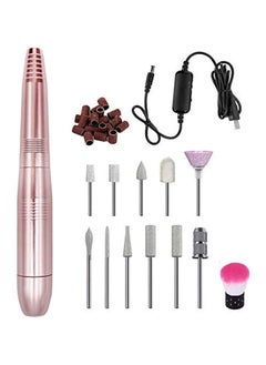Electric Nail Drill Set Professional Acrylic Nail File Machine 20000RPM USB Powered Gel Nails Efile Manicure Pedicure Polishing Tools for Home Salon with Cleaning Brush Sanding Band 11PCS Bits