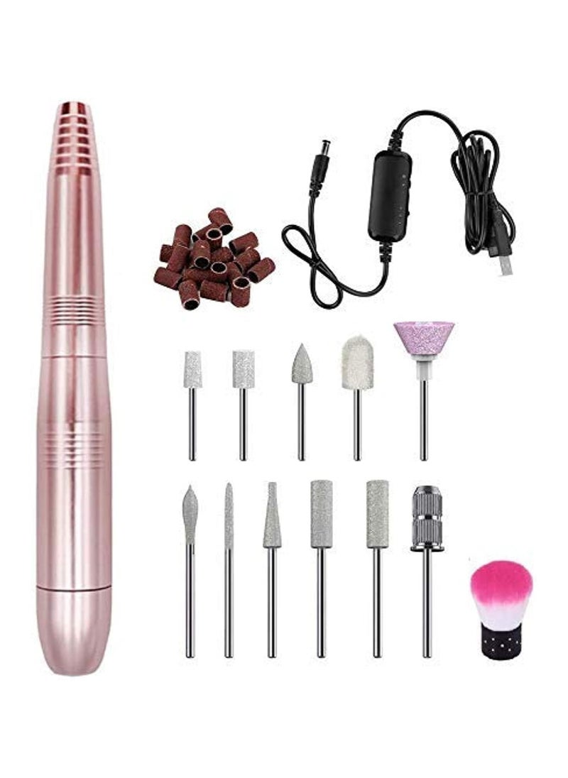 Generic - Electric Nail Drill Set Professional Acrylic Nail File Machine 20000RPM USB Powered Gel Nails Efile Manicure Pedicure Polishing Tools for Home Salon with Cleaning Brush Sanding Band 11PCS Bits - Image 1
